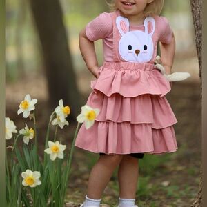 Toddler Girl Rib Shirt and Bunny Ruffle Tutu Outfit